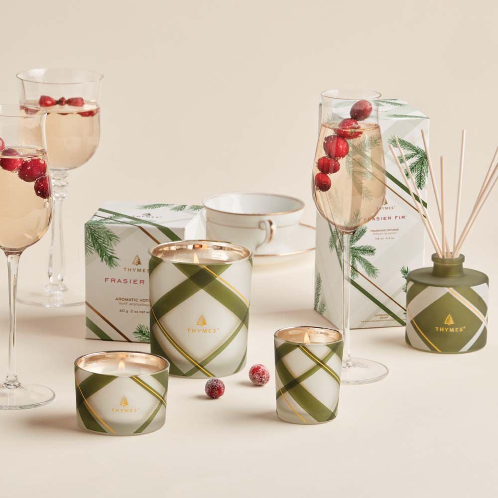 Frasier Fir® Frosted Plaid Medium Candle - Image 3